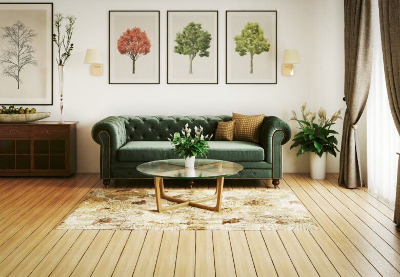 Arredare il soggiorno con un divano verde