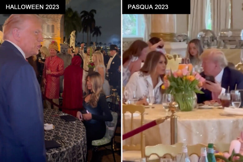 Donald e Melania Trump alla festa di Halloween 2023 e al brunch pasquale del 2023 (ph. TikTok e Instagram)