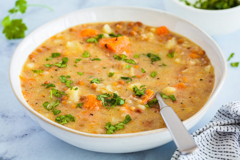 Zuppa di lenticchie zucca e patate