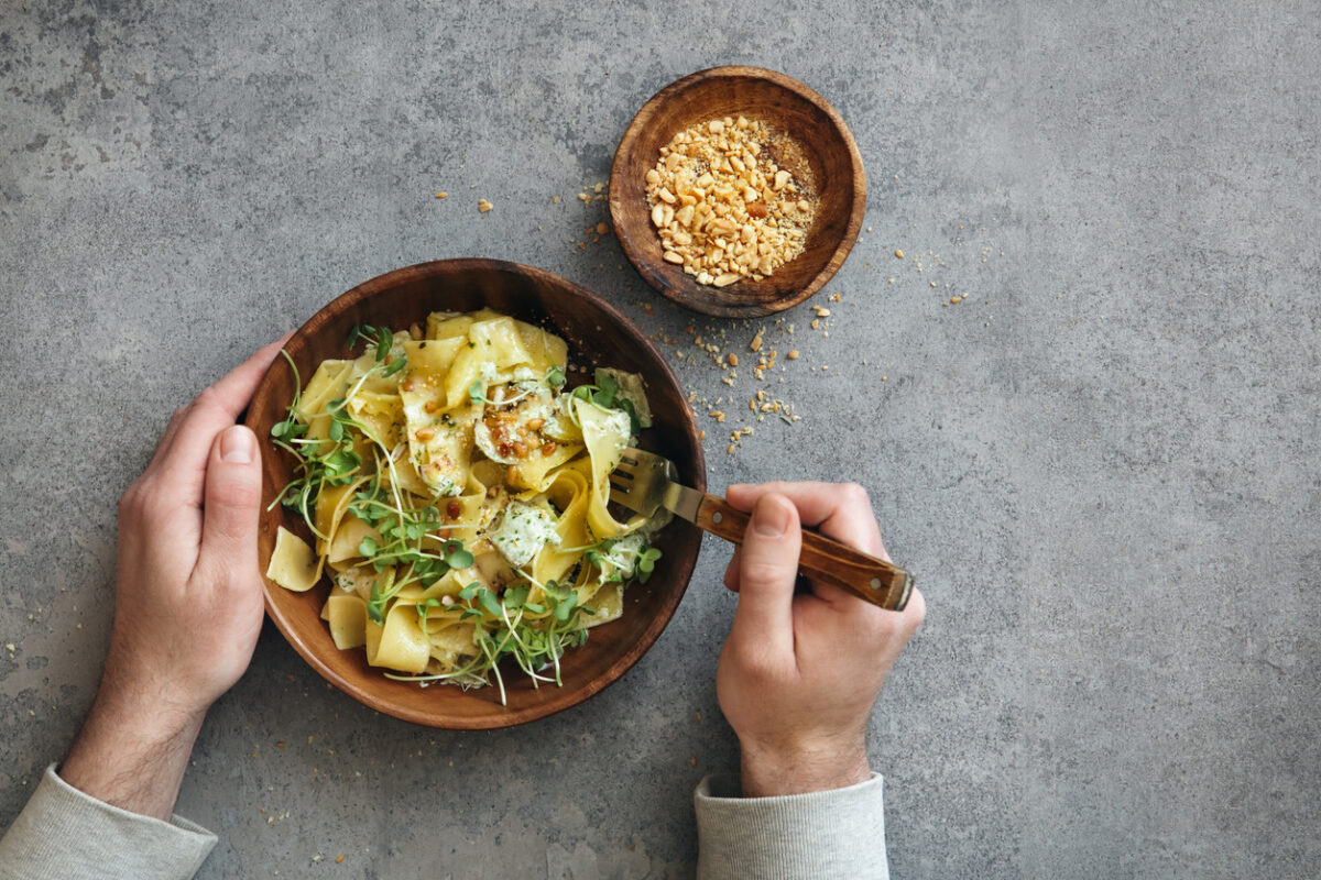 Pasta di lenticchie con crema di zucchine