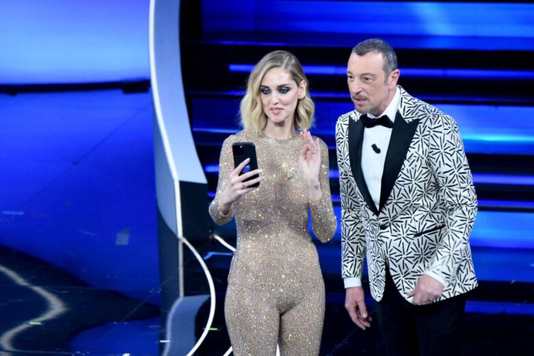 Chiara Ferragni e Amadeus (ph.Fotogramma)