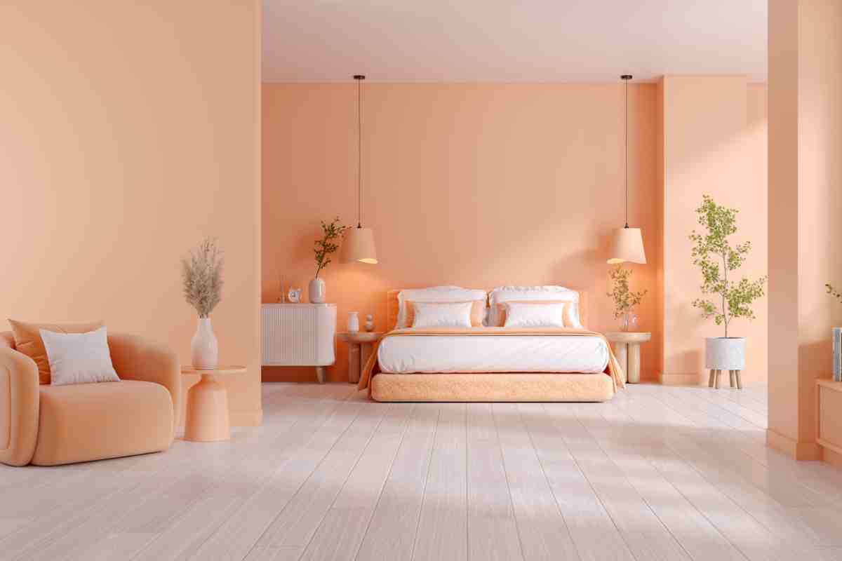 Una casa arredata con il peach fuzz (ph iStock)