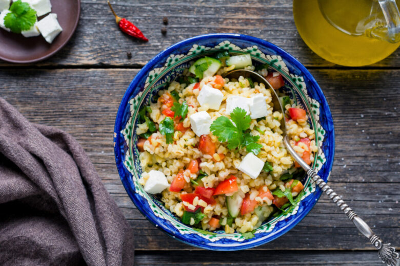Bulgur con verdure e feta
