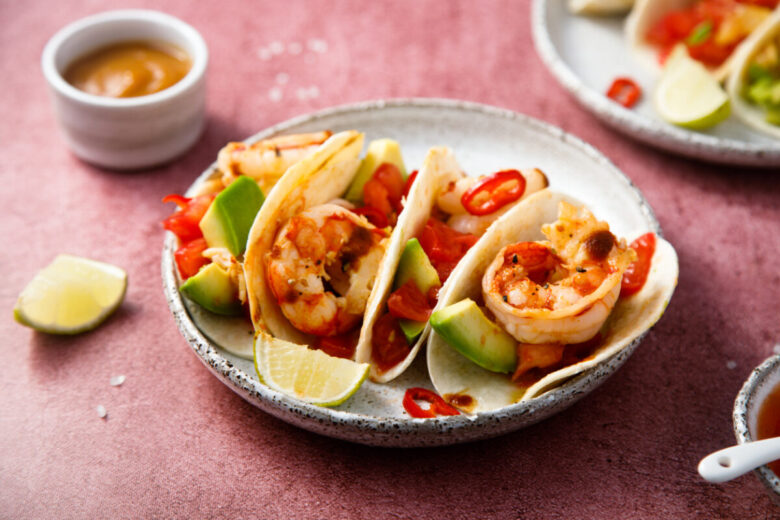 Fajitas di gamberi e peperoni