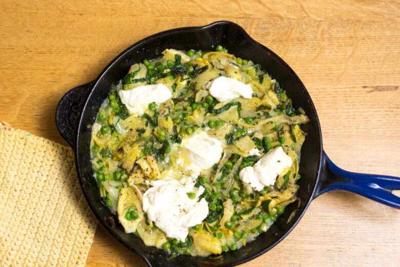 Gramigna con verdure e crema di ricotta