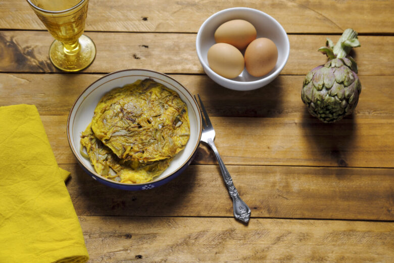 Frittata con carciofi e pancetta