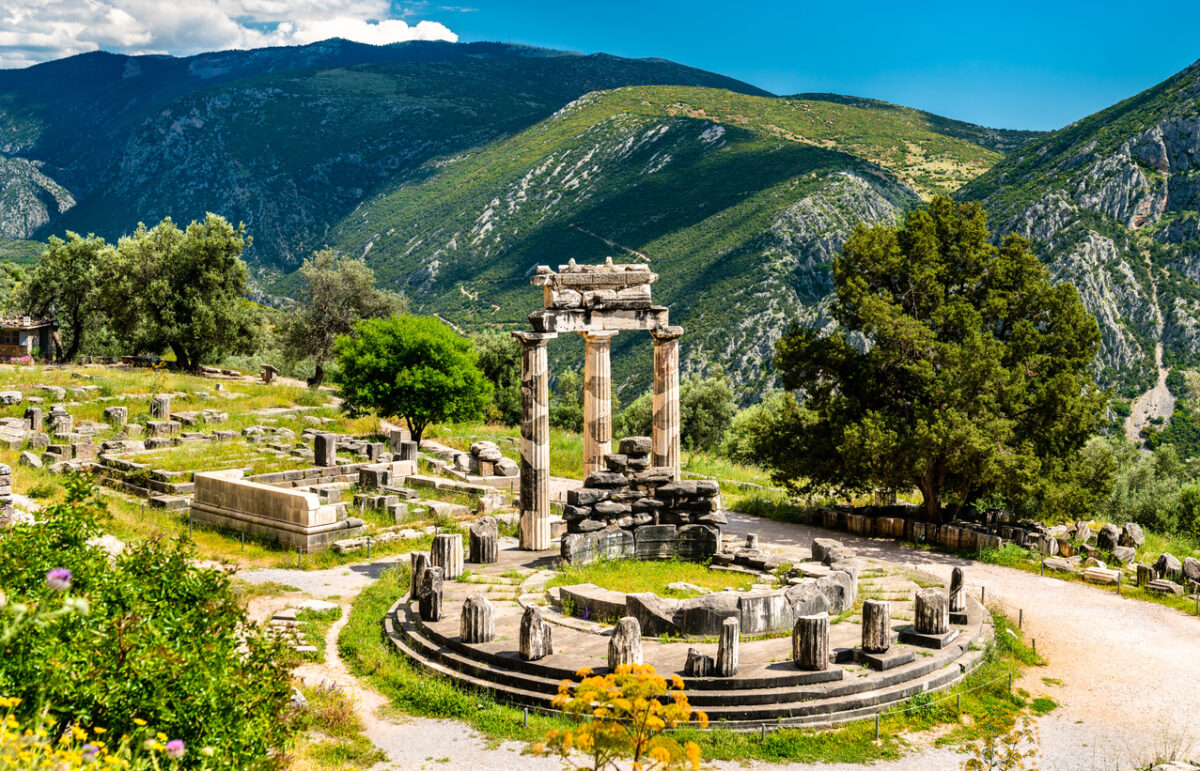 Temple of Athena Pronaia at Delphi in Greece